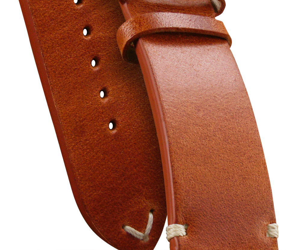 Details coutures bracelet Apple Watch cuir homme vintage