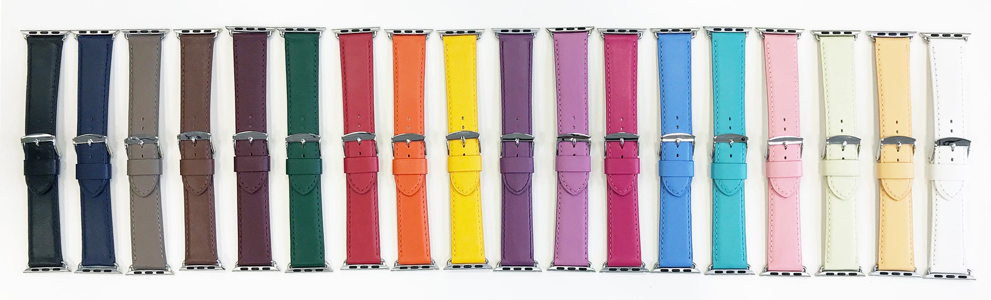 Collections des couleurs de bracelets cuir femme Apple Watch Holi Made in France
