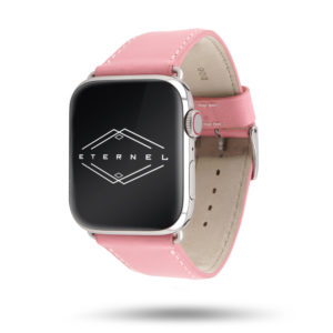 Bracelet Apple Watch cuir de vachette Holi rose pastel