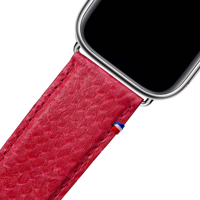 Bracelet Apple Watch Horizon cuir marin corail
