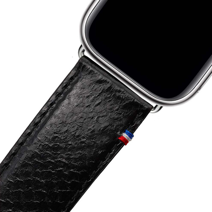 Bracelet Apple Watch Horizon cuir marin noir