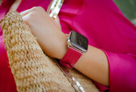 Apple Watch cuir poisson corail femme